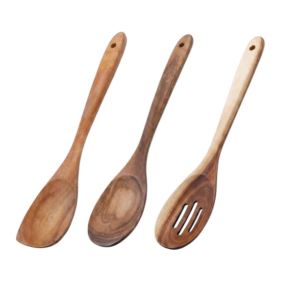 Unique Bargains 3Pcs Wood Scratch Proof for Non Stick Pans Heat Resistant Kitchen Brown