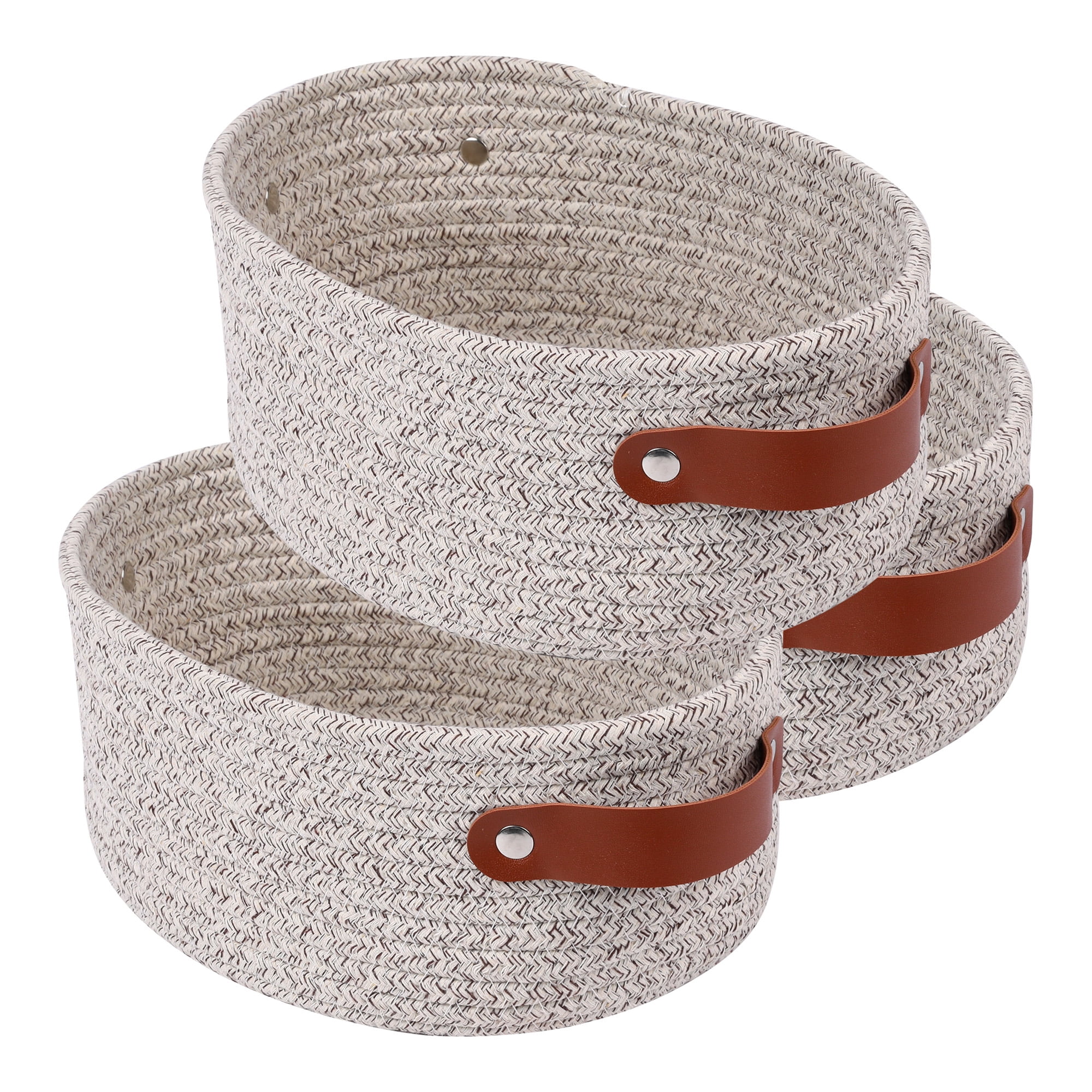 Unique Bargains 3Pcs Woven Storage Basket Anthracite 11.8*9.1*4.7in