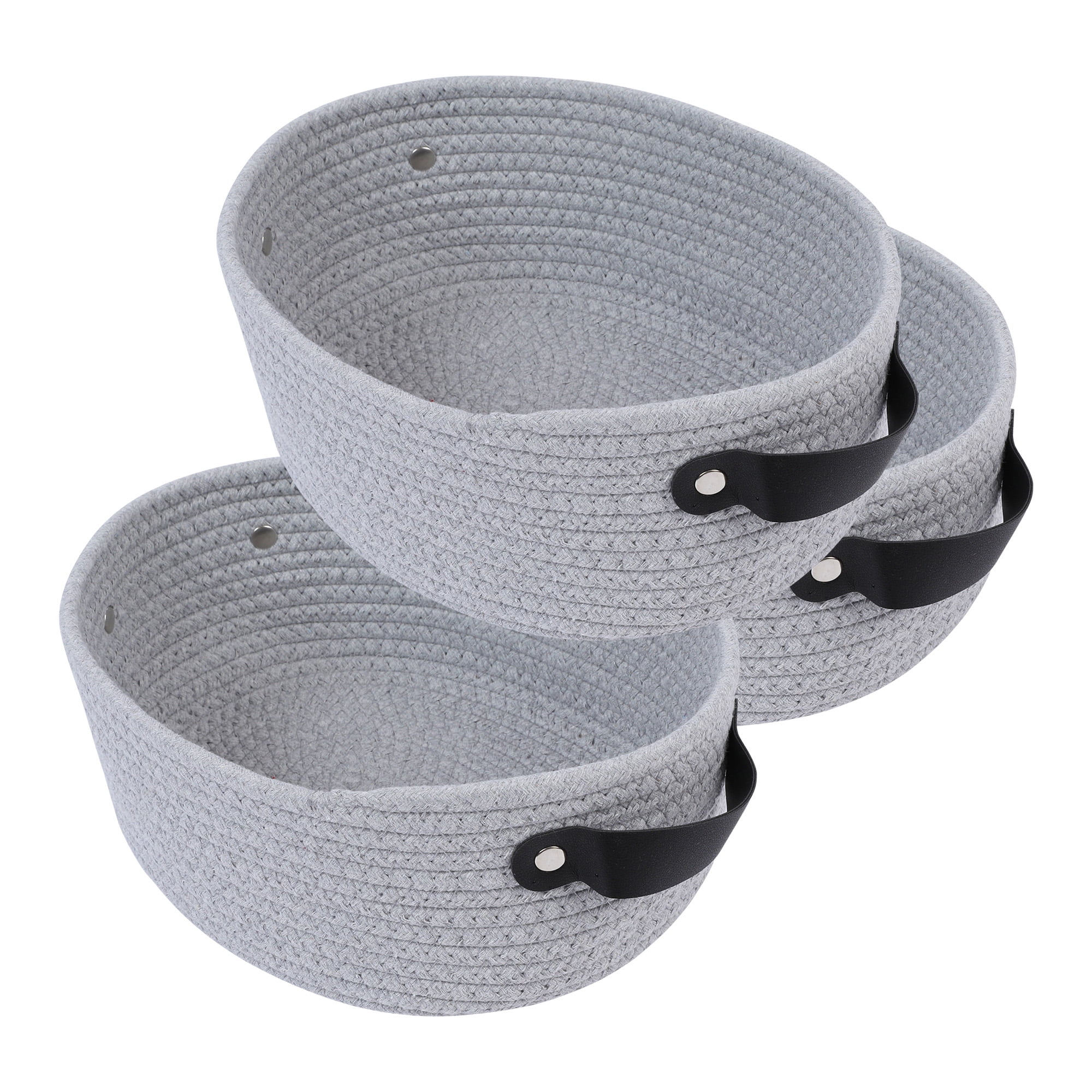 Unique Bargains 3Pcs Woven Storage Basket Gray 11.8*9.1*4.7in
