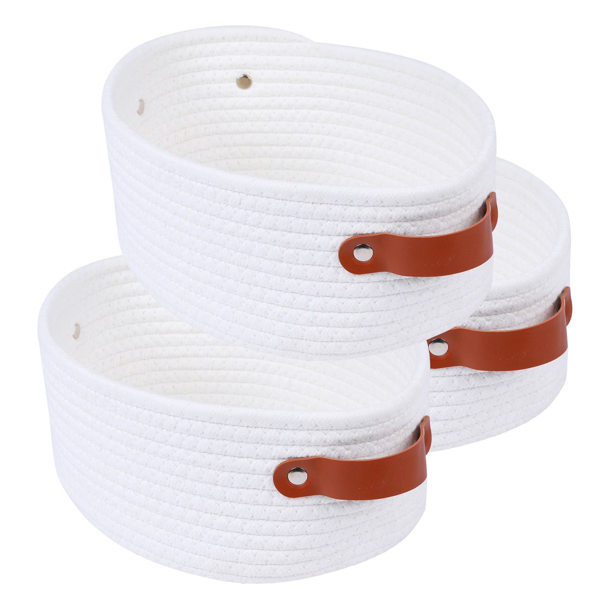 Unique Bargains 3Pcs Woven Storage Basket White 11.8*9.1*4.7in
