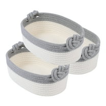 Unique Bargains 3Pcs Woven Storage Basket with Handles Gray 12.6*7.9*4.7in