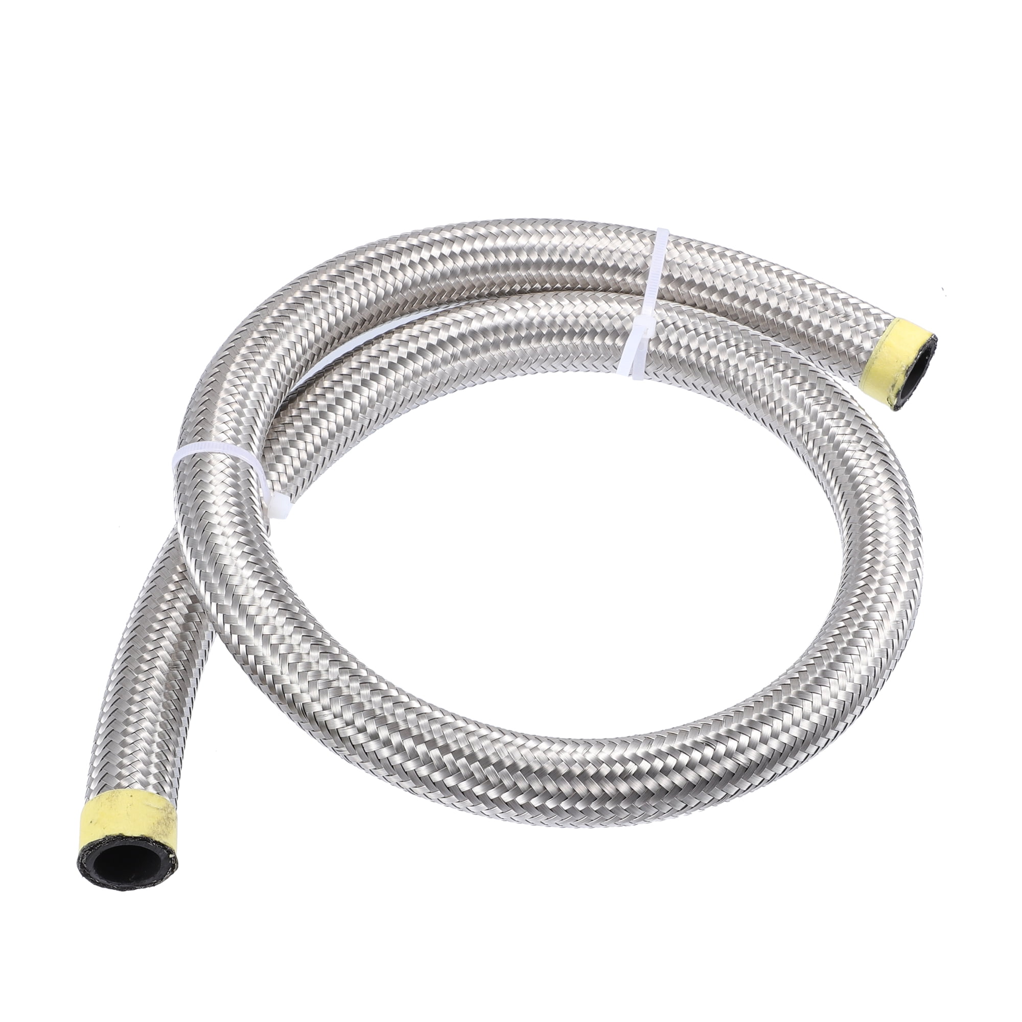 Unique Bargains 3ft 12AN Fuel Hose AN12 Universal Car Braided Stainless Steel CPE Oil Fuel Gas Line Hose Silver Tone