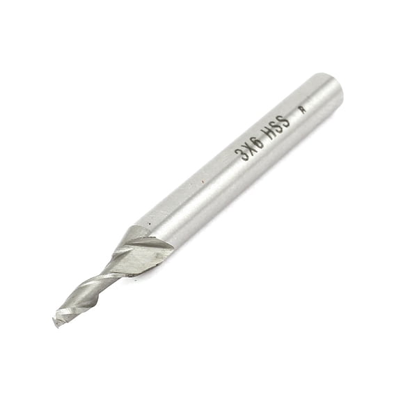 Unique Bargains 3mm Cutting Dia 6mm Straight Shank HSS 2 Flutes End Mill Milling Cutter