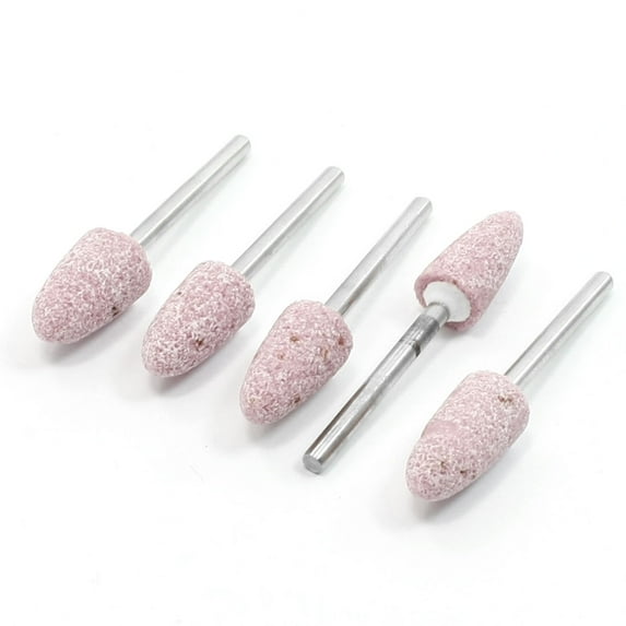 Unique Bargains 3mm Metal Shank 10mm Pink Taper Mounted Points Grinding Stone 5 Pcs