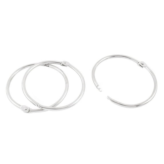 Unique Bargains 3pcs 60mm Inner Dia Book Office Metal Loose Leaf Binder Hinge Snap Ring Keychain