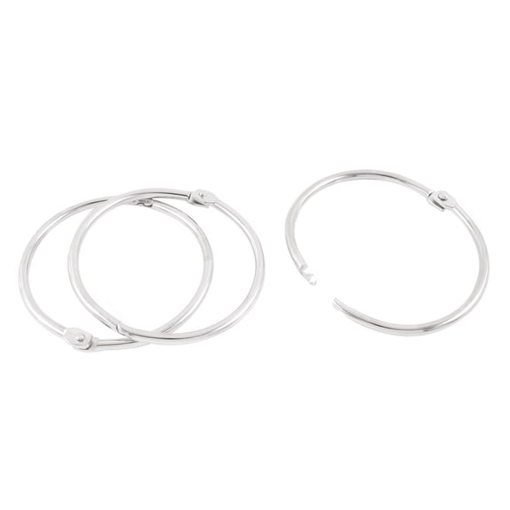 Unique Bargains 3pcs 60mm Inner Dia Book Office Metal Loose Leaf Binder Hinge Snap Ring Keychain