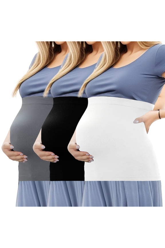 3pcs Belly Bands for Pregnant Non-slip Silicone Pregnancy Belly Support Band Breathable & Stretchable Belly Wrap Postpartum Belly Band for Women M
