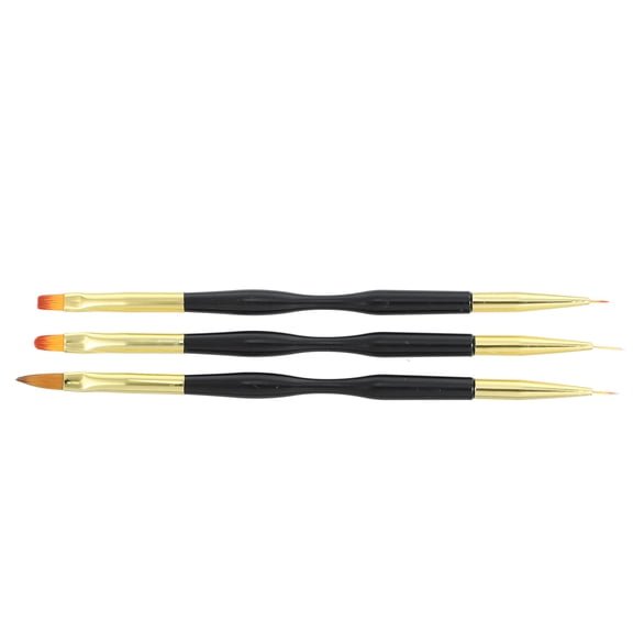 Unique Bargains 3pcs Double-Ended Nail Art Brush Gel Polish Nail Art Design Pen Painting Tools for Home DIY Manicure