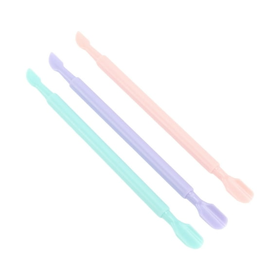 Unique Bargains 3pcs Double-side Cuticle Pusher Multi-function Cuticle Cutter 5.08" Length Pink Green Purple