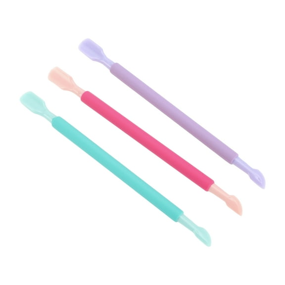 Unique Bargains 3pcs Double-side Cuticle Pusher Multi-function Cuticle Cutter 5.08" Length Rose Red Green Purple