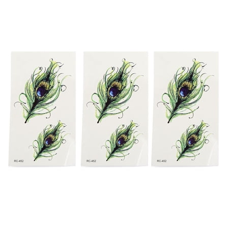 Unique Bargains 3pcs Feathers Pattern Temporary Tattoo Body Arm Stickers
