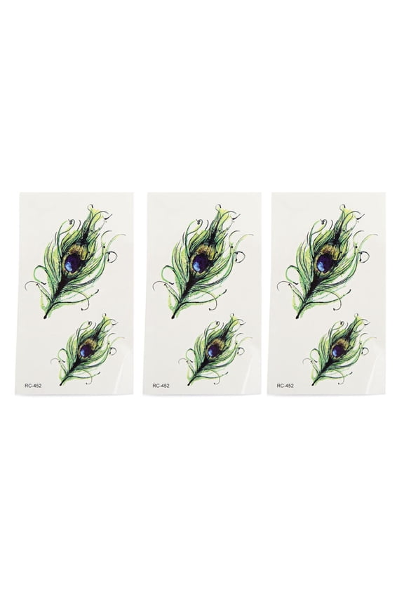 3pcs Feathers Pattern Temporary Tattoo Body Arm Stickers