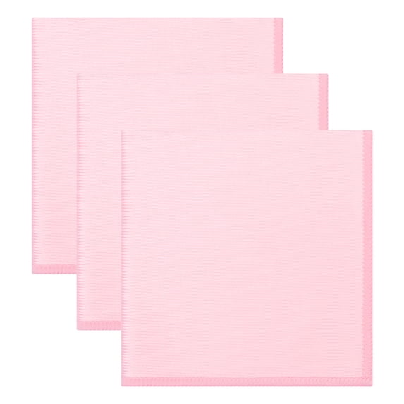 Unique Bargains 3pcs Fish Scale Streak Free Magic Glass Towels Pink 12" x 12"