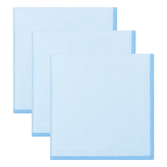 Unique Bargains 3pcs Fish Scale Streak Free Magic Glass Towels Sky Blue 10" x 10"