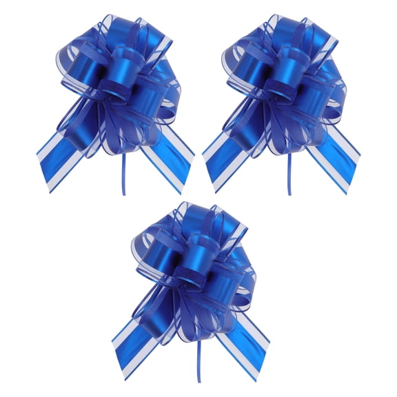 Unique Bargains 3pcs Gift Bow Pull Bows for Weddings Birthdays Blue