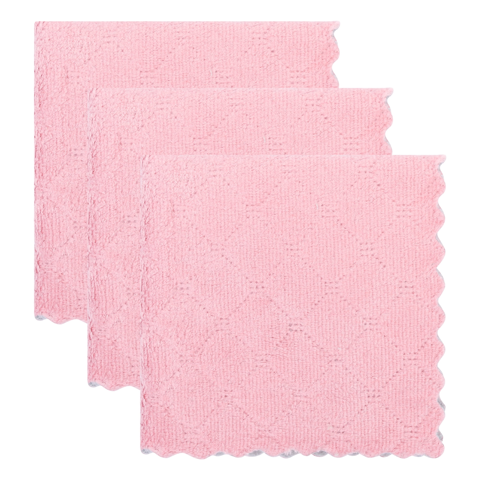 Unique Bargains 3pcs Kitchen Absorbent Microfiber Cleaning Towels Pink Purple 10" x 10"
