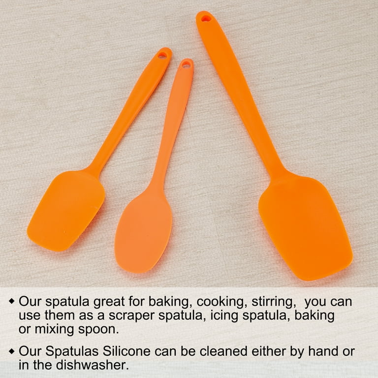Silicone Spatula Heat Resistant Rubber Turner for Cooking Baking Cake Orange | Harfington