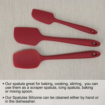 Unique Bargains 3pcs Kitchen Silicone Spatula Sets Heat Resistant Rubber Scraper Cooking Baking Red