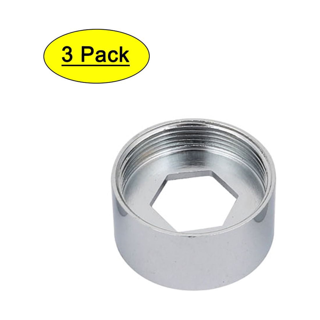 Uxcell M24 To M24 Female Thread Water Faucet Adapter | 3pcs Brass Connector, Silver Tone, With Gaskets - View #6