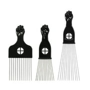 Unique Bargains 3Pcs Metal Hair Pick Metal African Hair Picks for Women and Men 9.06x2.83 6.89x2.20 6.61x2.83