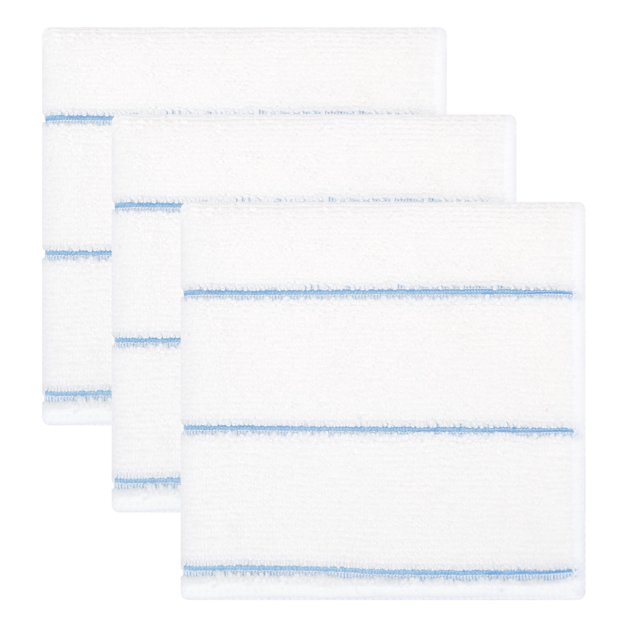 Unique Bargains 3pcs Microfiber Absorbent Striped Cleaning Cloths White Blue 12" x 12"