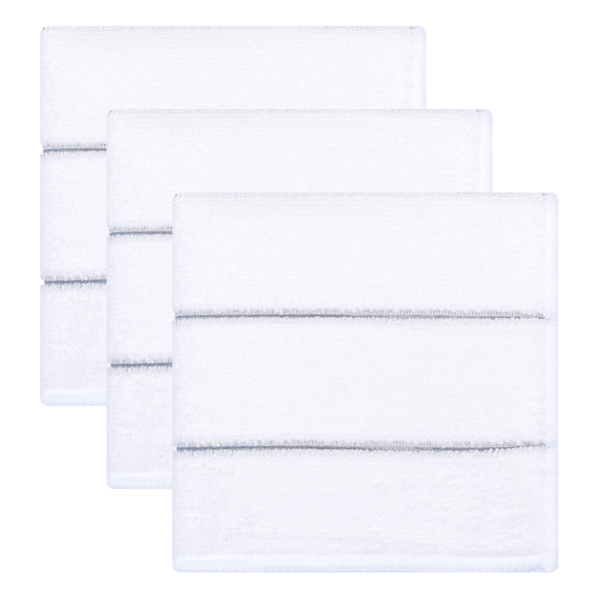 Unique Bargains 3pcs Microfiber Absorbent Striped Cleaning Cloths White Grey 12" x 12"