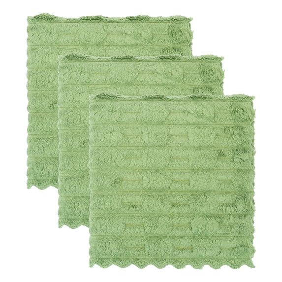 Unique Bargains 3pcs Microfiber Streak Free Magic Glass Cloths Dark Green 12" x 12"