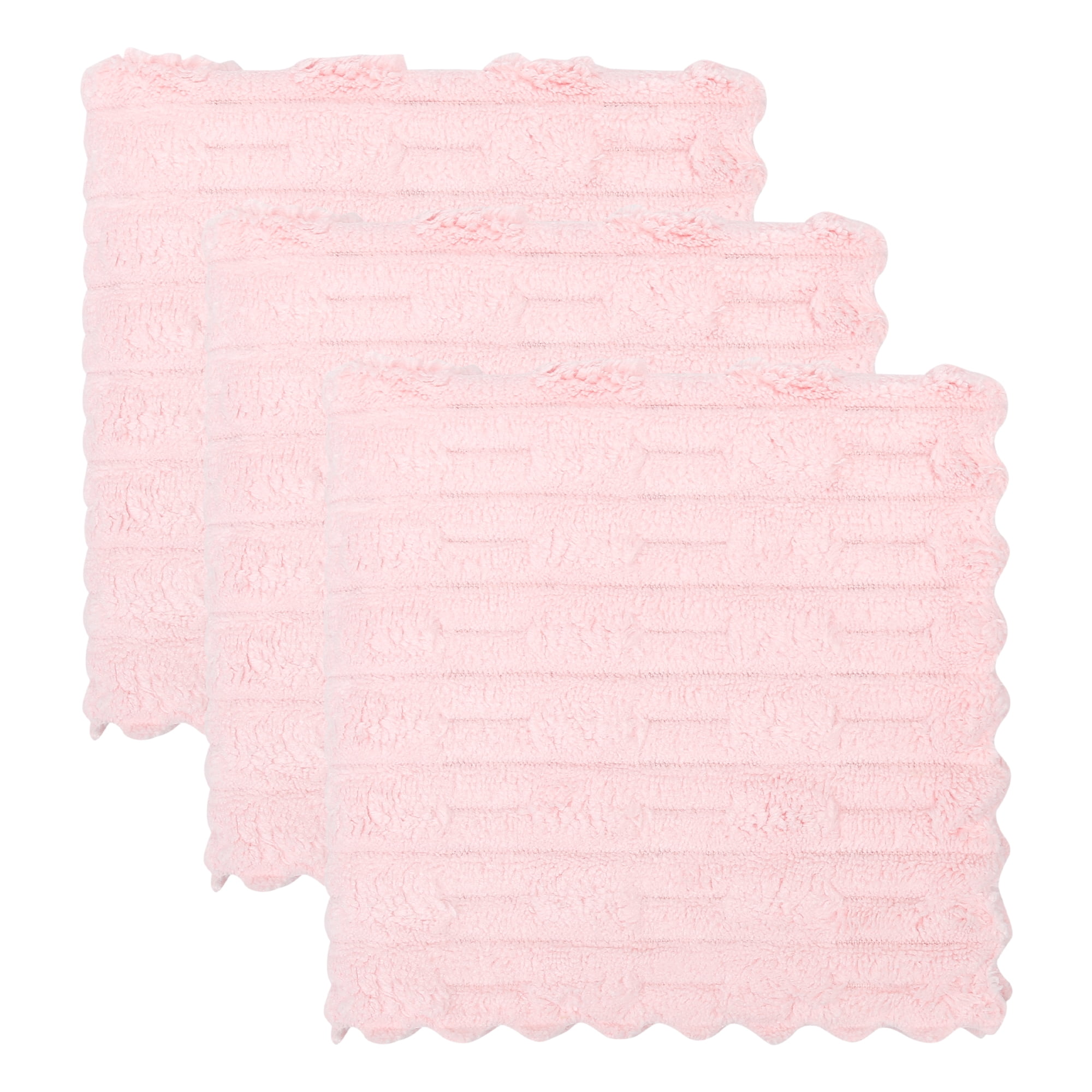 Unique Bargains 3pcs Microfiber Streak Free Magic Glass Cloths Pink 12" x 12"