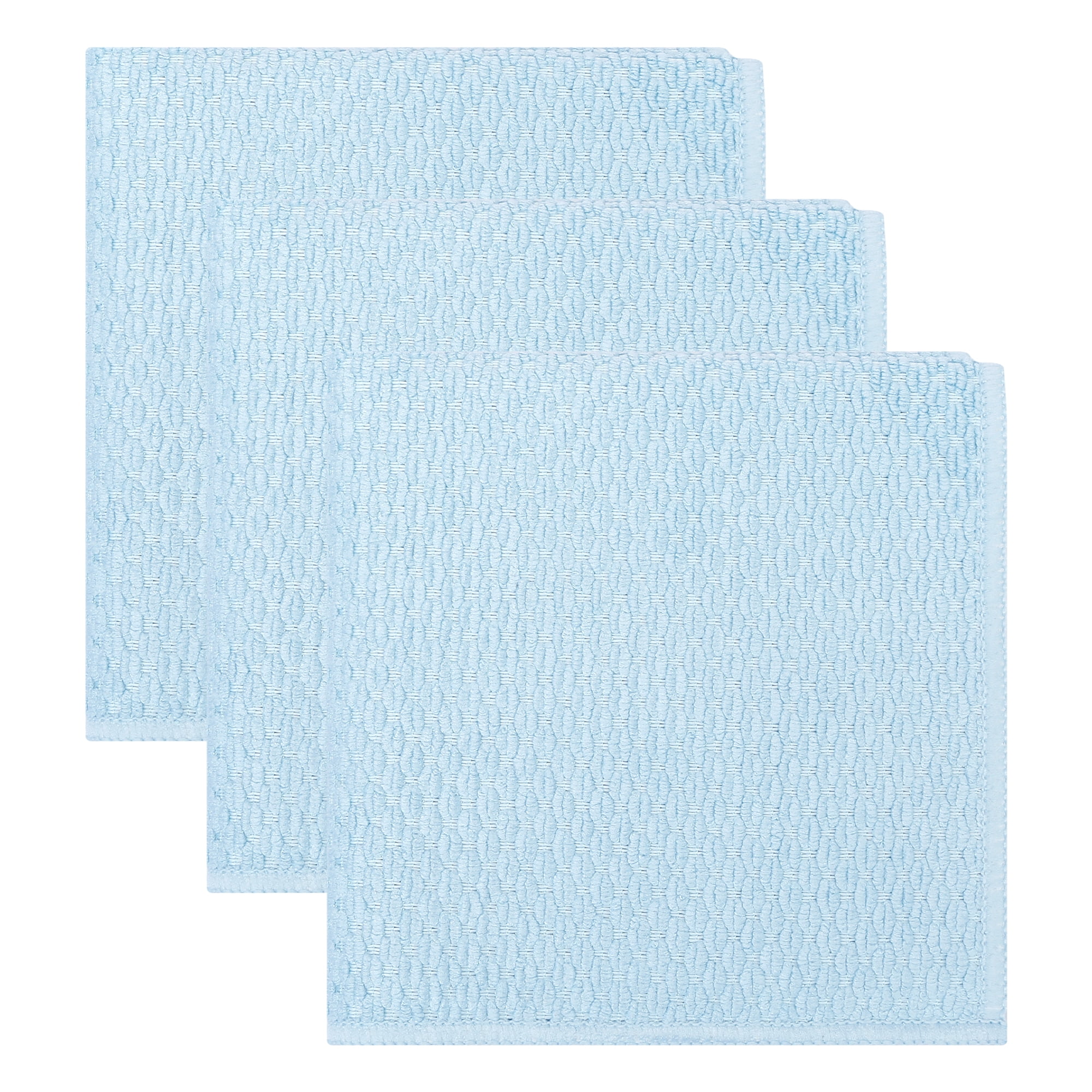 Unique Bargains 3pcs Microfiber Wash Cloths for Washing Dishes Rags Light Blue 12" x 12"