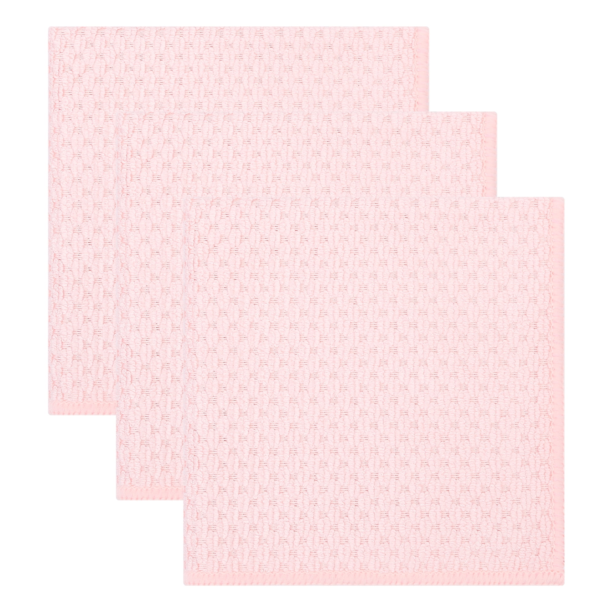 Unique Bargains 3pcs Microfiber Wash Cloths for Washing Dishes Rags Pink 12" x 12"