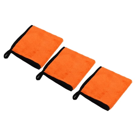 Unique Bargains 3pcs Microfibre Car Drying Towel 11.81"x11.81" Extra Large Car Cleaning Detailing Absorbent Gray Orange