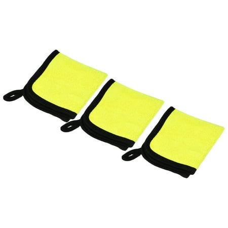 Unique Bargains 3pcs Microfibre Car Drying Towel 9.84"x9.84" Extra Large Car Cleaning Detailing Absorbent Gray Yellow