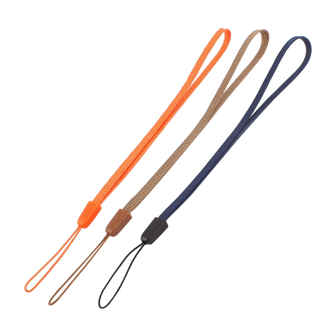 Unique Bargains 3pcs Nylon Hand Wrist Lanyard Strap String Cord Keychain Brown Blue Orange