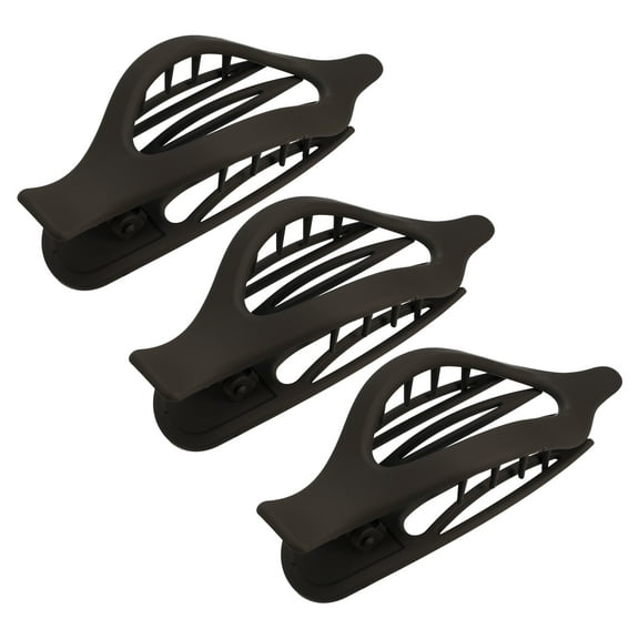 Unique Bargains 3pcs Plastic Hair Claws Hair Clips Hair Barrettes for Women Deep Brown 4.69''x1.89''x1.02''