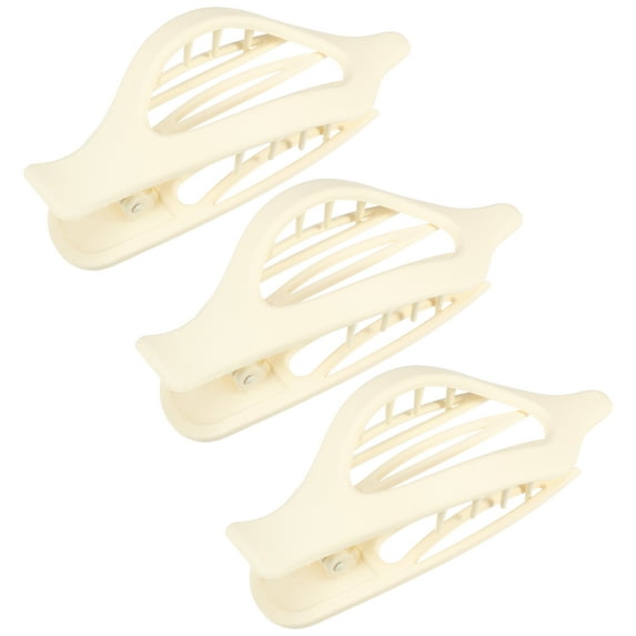 Unique Bargains 3pcs Plastic Hair Claws Hair Clips Hair Barrettes for Women White 4.69''x1.89''x1.02''