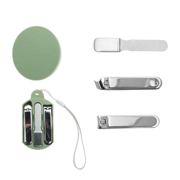 Unique Bargains 3pcs Round Box Nail Clippers Set Length 2.36" Silver Tone, Green