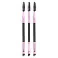 thumbnail image 1 of Unique Bargains 3pcs Soft Double Sided Eyebrow Brush Angled Eye Brow Brush Eyelash Extension Brush Pink Black, 1 of 5
