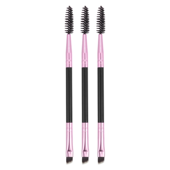 Unique Bargains 3pcs Soft Double Sided Eyebrow Brush Angled Eye Brow Brush Eyelash Extension Brush Pink Black
