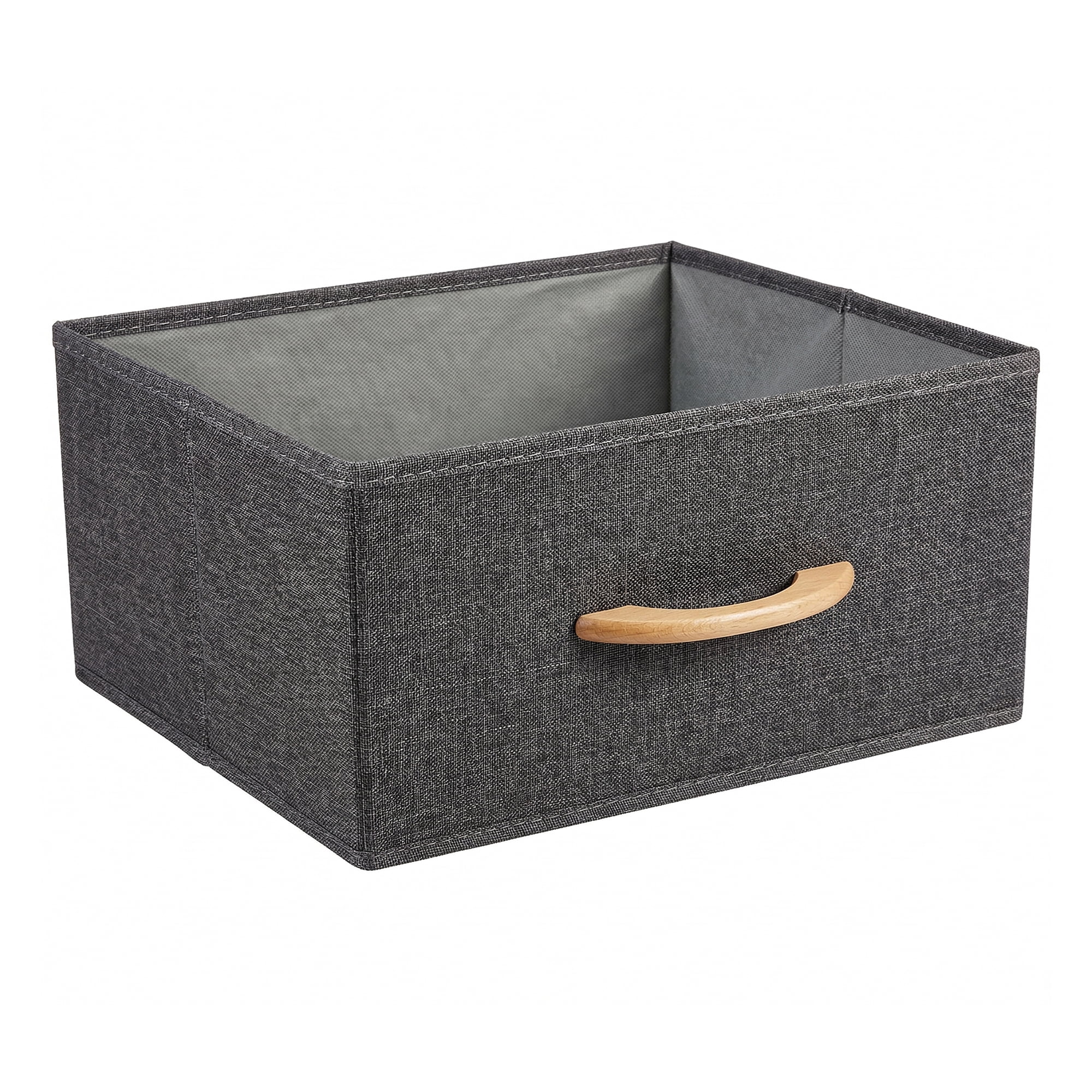 Unique Bargains 3pcs Storage Cube Fabric Storage Bin with Handles Grey 15.4*11.8*7.5in