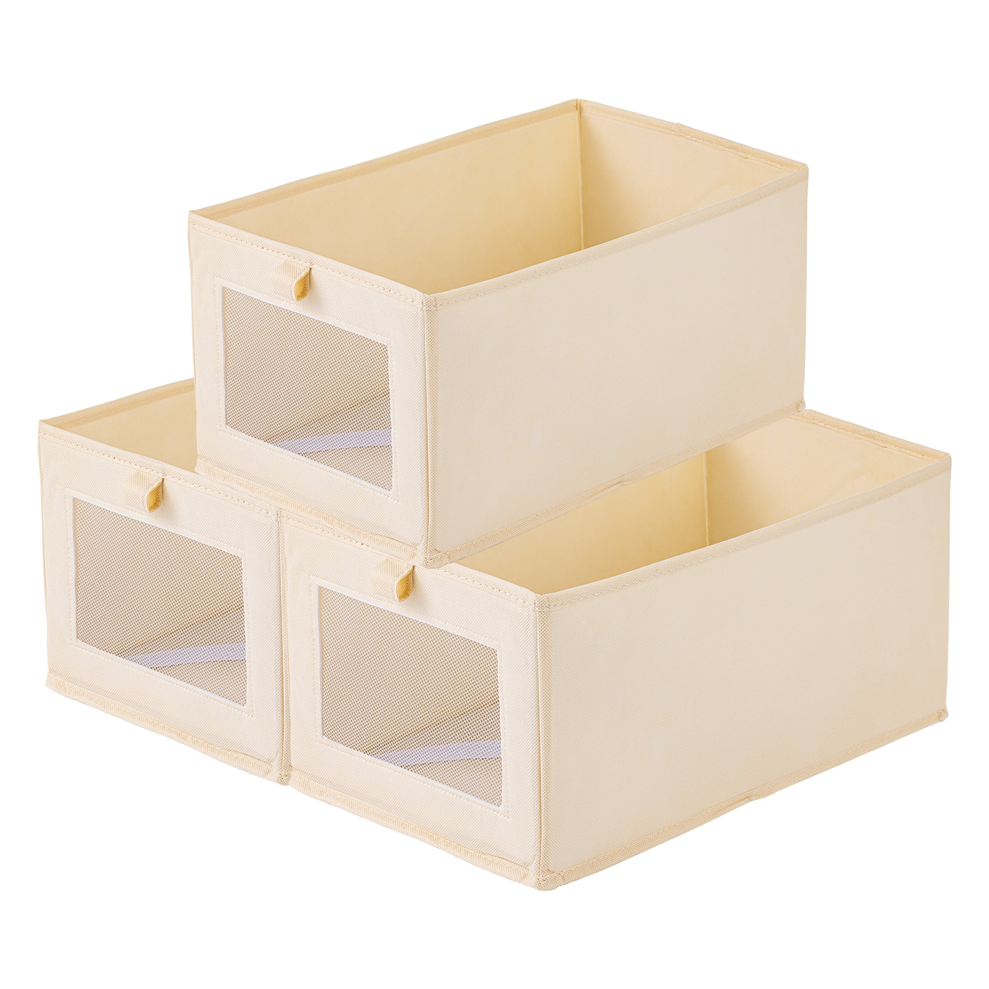 Unique Bargains 3pcs Storage Cube Fabric Storage Bins Beige 15.7*9.8*7.9in