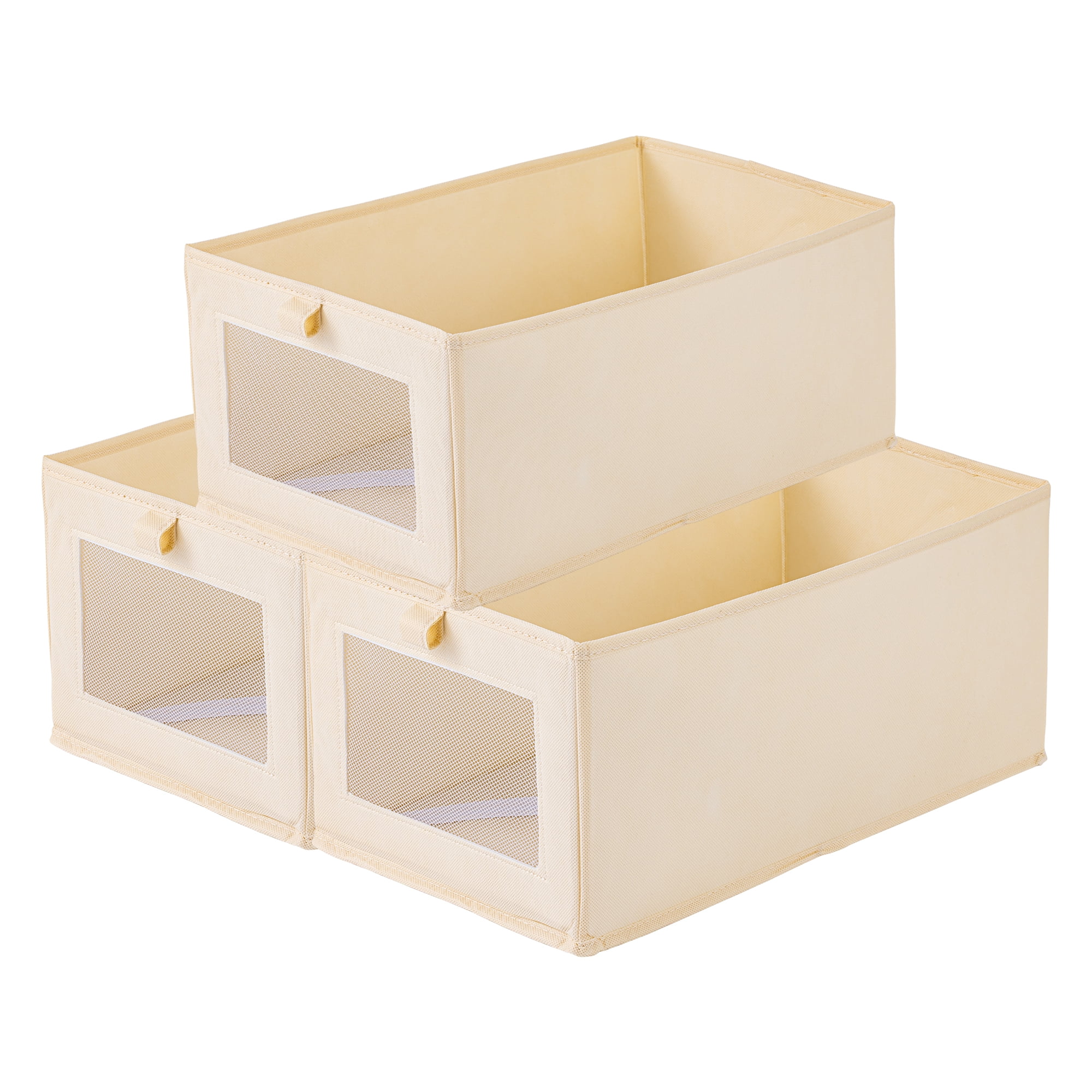 Unique Bargains 3pcs Storage Cube Fabric Storage Bins Beige 17.3*9.8*7.9in