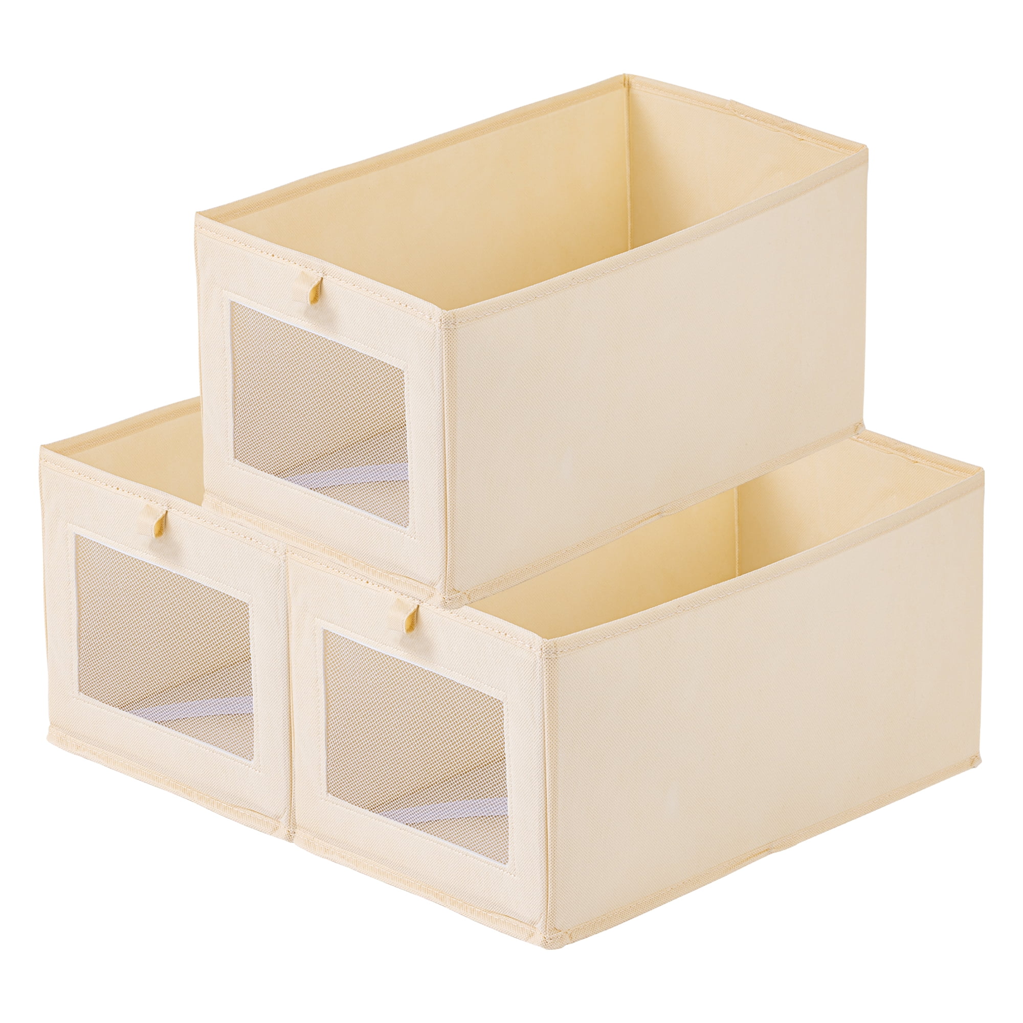 Unique Bargains 3pcs Storage Cube Fabric Storage Bins Beige 18.5*11.8*9.8in