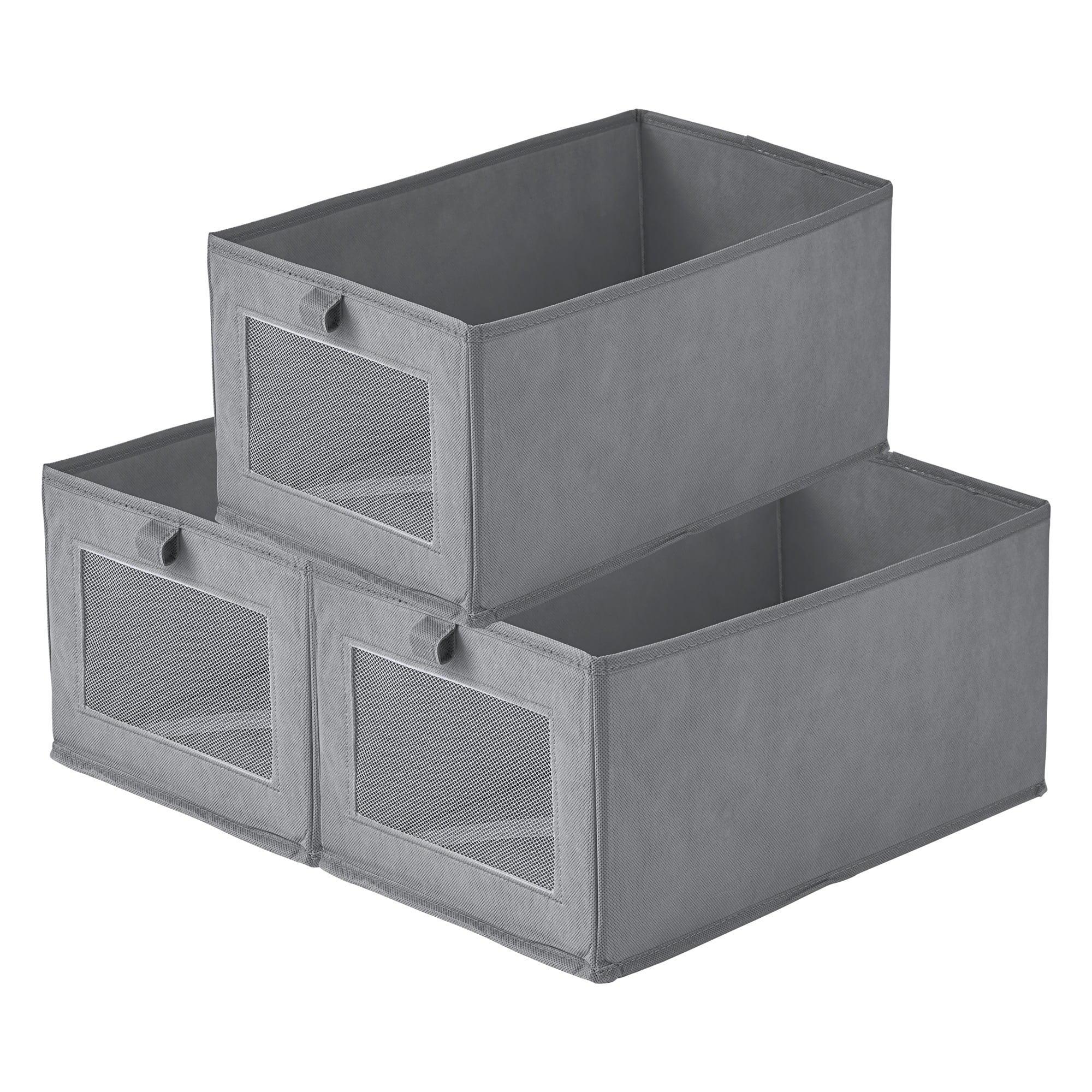 Unique Bargains 3pcs Storage Cube Fabric Storage Bins Grey 15.7*9.8*7.9in