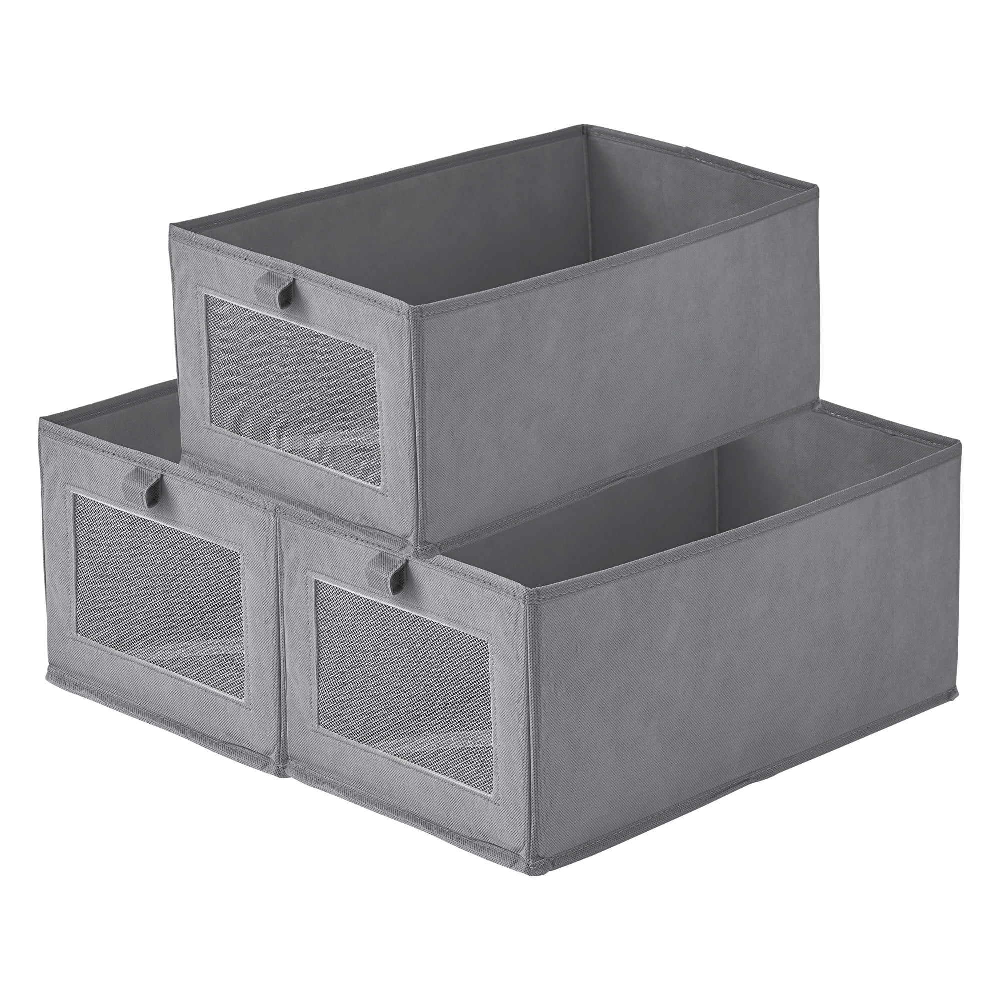 Unique Bargains 3pcs Storage Cube Fabric Storage Bins Grey 17.3*9.8*7.9in