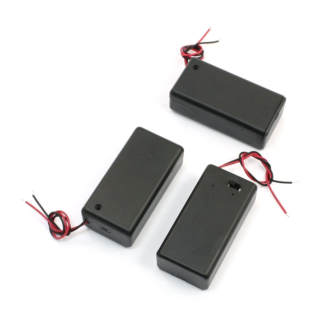 Uxcell 3Pcs Two Wire ON/OFF Switch Black 1x9V Battery Holder Case w ...