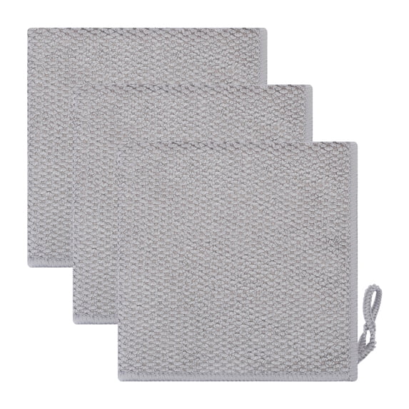 Unique Bargains 3pcs Waffle Weave Microfiber Solid Color Cleaning Cloth Grey 12" x 12"