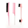 thumbnail image 1 of Unique Bargains 3pcs Women Close Teeth Rat Tail Comb for Curly Straight Wavy Wet Thin Hair ABS Pink, 1 of 3