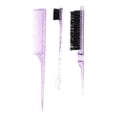 thumbnail image 1 of Unique Bargains 3pcs Women Durable Clear Rat Tail Comb for Curly Straight Wavy Wet Thin Hair ABS Clear Purple, 1 of 3