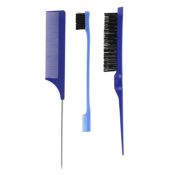 Unique Bargains 3pcs Women Durable Rat Tail Comb for Curly Straight Wavy Wet Thin Hair ABS Blue