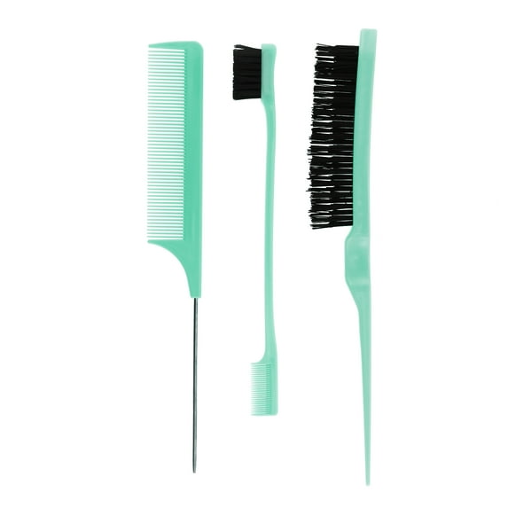 Unique Bargains 3pcs Women Durable Rat Tail Comb for Curly Straight Wavy Wet Thin Hair ABS Green